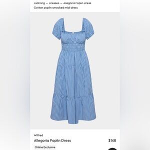 NWOT Wilfred allegoria Blue and White Striped Dress